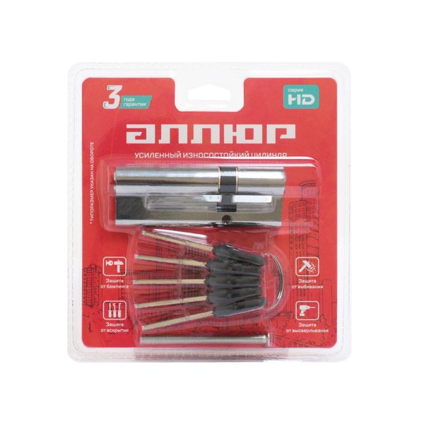 Цилиндр Аллюр HD F 90-5K, СР (25*10*55) 5 кл, хром, перф. кл/кл