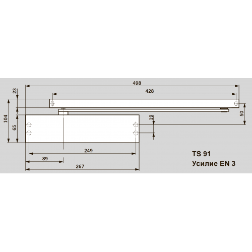 Доводчик DORMA TS 91 N-3 сер.,тело без тяги,технол.Cam Action
