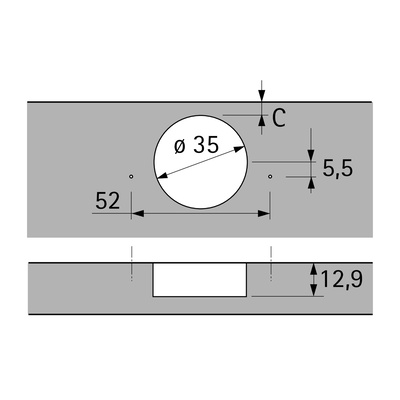Петля Sensys 8639i TH52 90* для вкладных дверей Hettich(9088021)