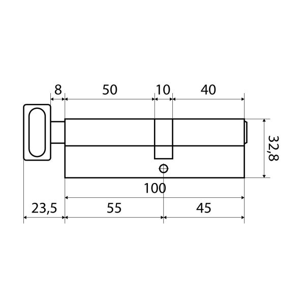 Цилиндр Стандарт MAX 100 (45*55B) SN 5 кл, никель, перф. кл/верт.
