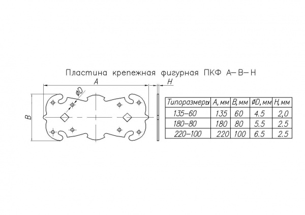 Пластина крепежная ПКФ 135-60-2,0 черная фигурная