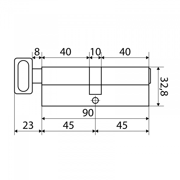 Цилиндр Стандарт MAX 90 (45*45B) SB 5 кл, мат.золото, перф. кл/верт.