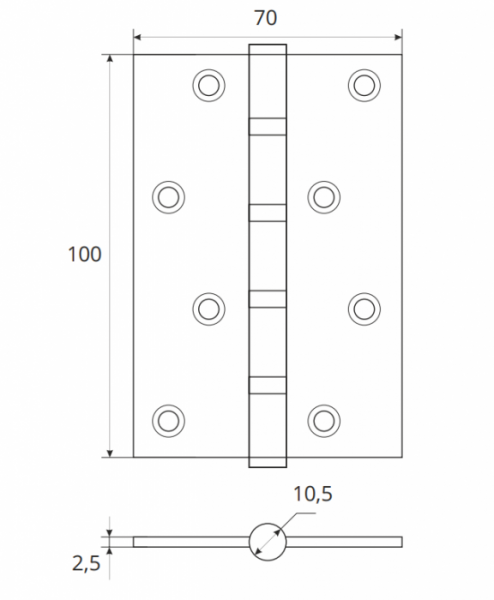 Петля дверная AVERS 100*70*2.5-B4-АВ