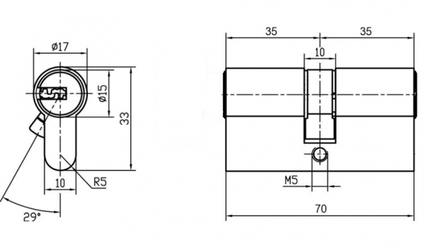 Цилиндр MORELLI 70C PG