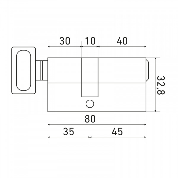 Цилиндр Стандарт MAX 80 (45*35B) SN 5 кл, никель, перф. кл/верт.